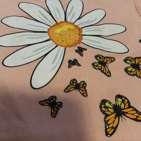 Duchess's Peach Super Soft Daisy & Monarch Butterfly Top - Picture 2 of 3
